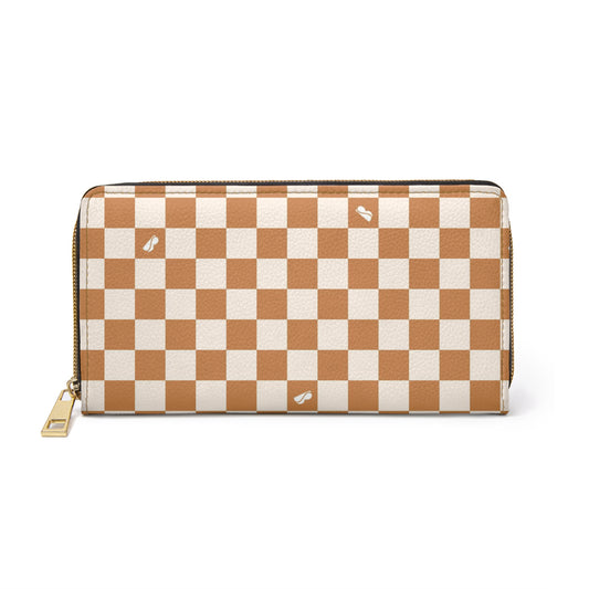 Zipper Wallet - Orange Checkered