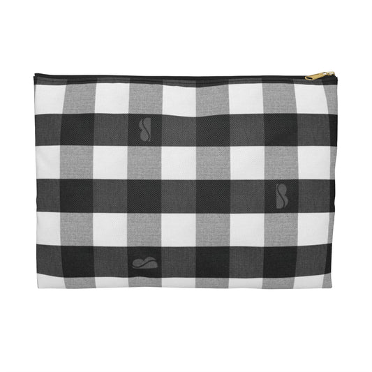 Accessory Pouch - Black and White Plaid